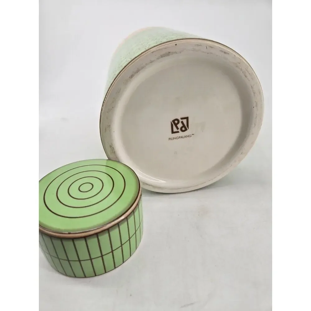 Piling Palang Tea Caddy Green Flora Modern Ceramic Minimalist Japandi Canister
